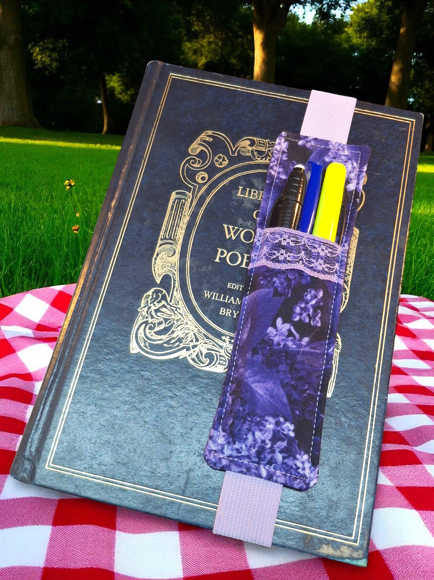 Penholder/Bookmark - Purple and Lilac - Light-purple Elastic