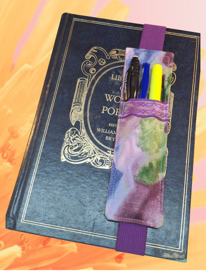 Penholder/Bookmark - Purple Watercolor - Purple Elastic