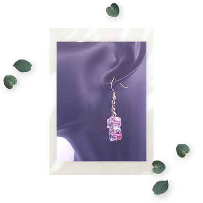 Gold-tone Sun-Rainbow-Stars Bookmark with Pink Swirl Acrylic Cubes, and Earrings