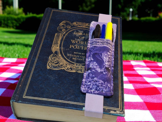 Penholder/Bookmark - Purple and Lilac - Light Purple Elastic