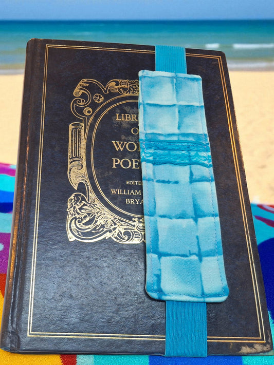 Penholder/Bookmark - Aqua Blue - Light-blue Elastic