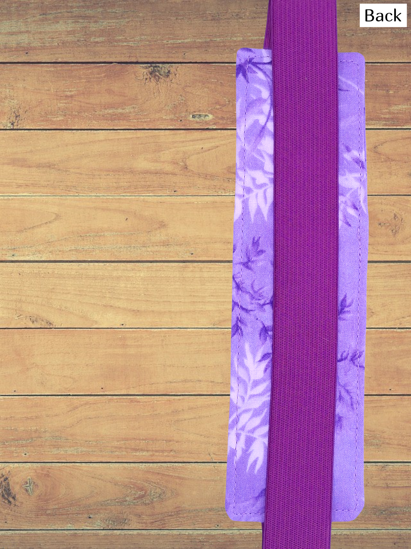 Penholder/Bookmark - Purple and White Leaves - Purple Elastic