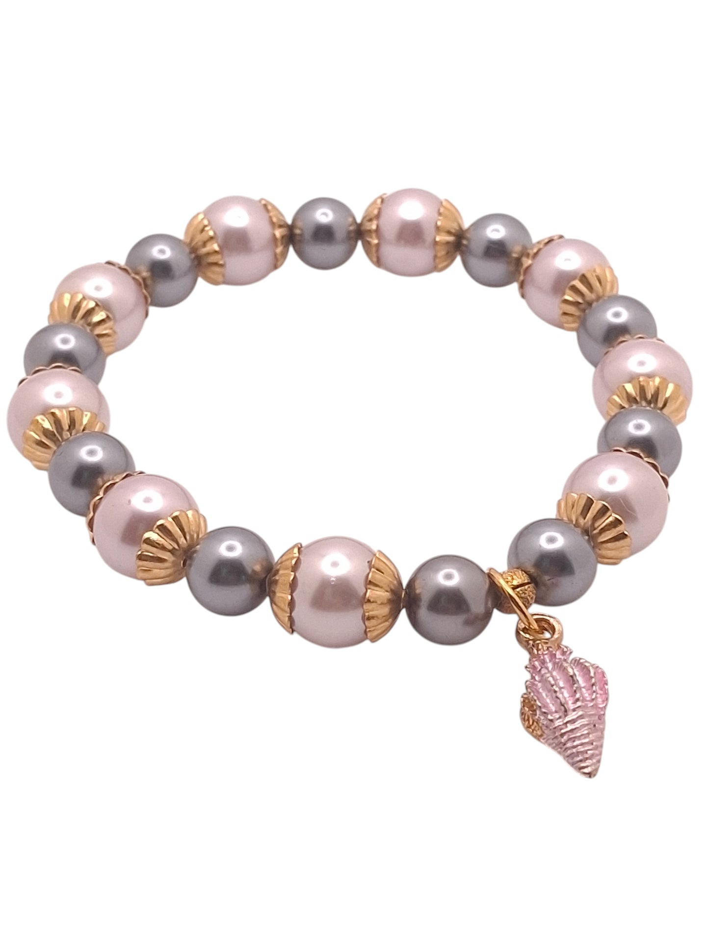 Gold-tone Zigzag Bookmark with Gray and Light Pink Faux Pearls, Earrings and Bracelets