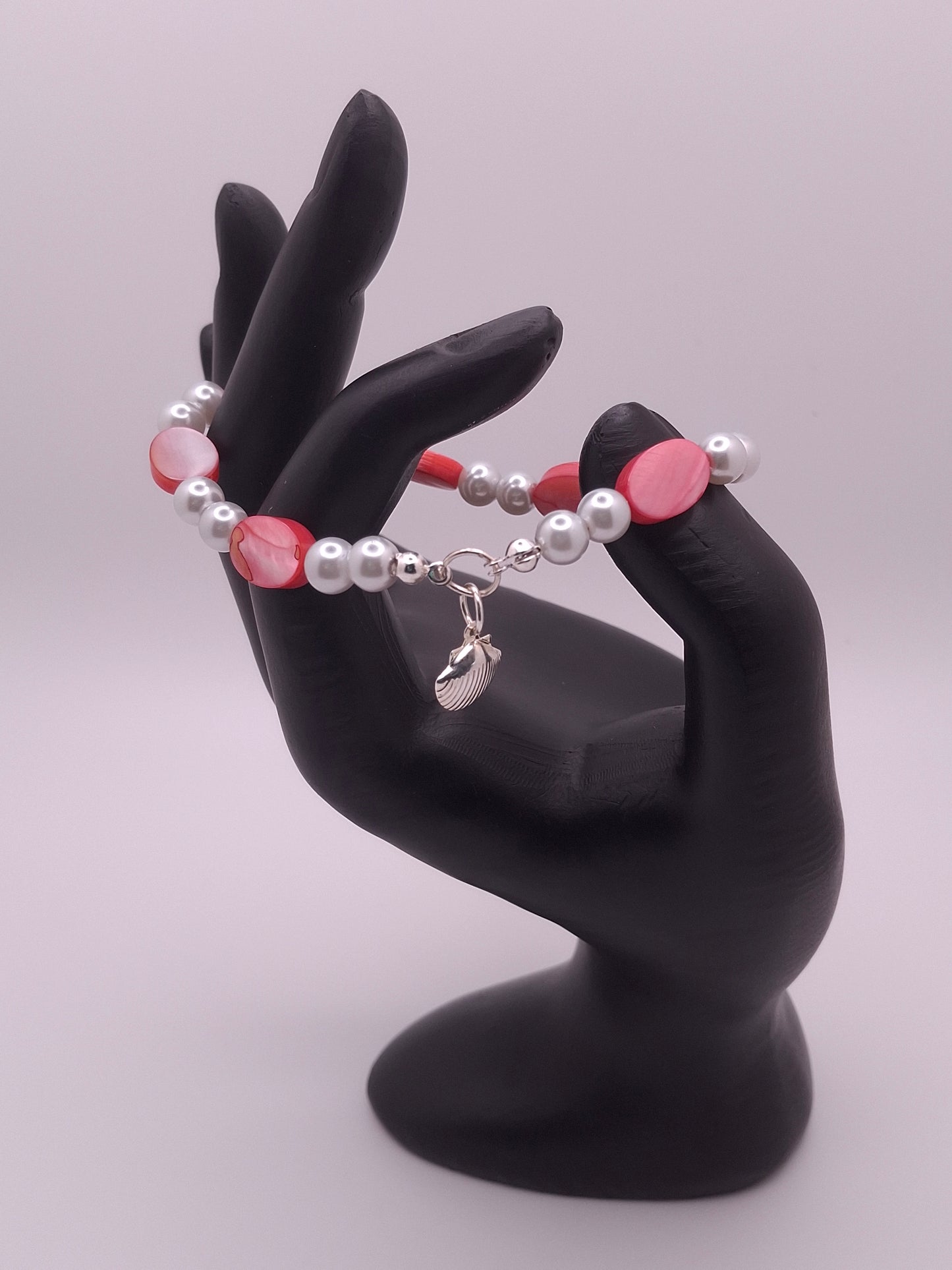 Silver-tone Sun-Rainbow-Stars Bookmark with Pink Marble Beads and Faux Pearls with Earrings and Bracelet