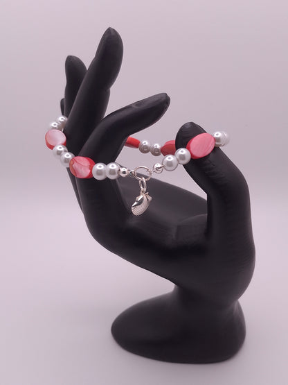 Silver-tone Sun-Rainbow-Stars Bookmark with Pink Marble Beads and Faux Pearls with Earrings and Bracelet