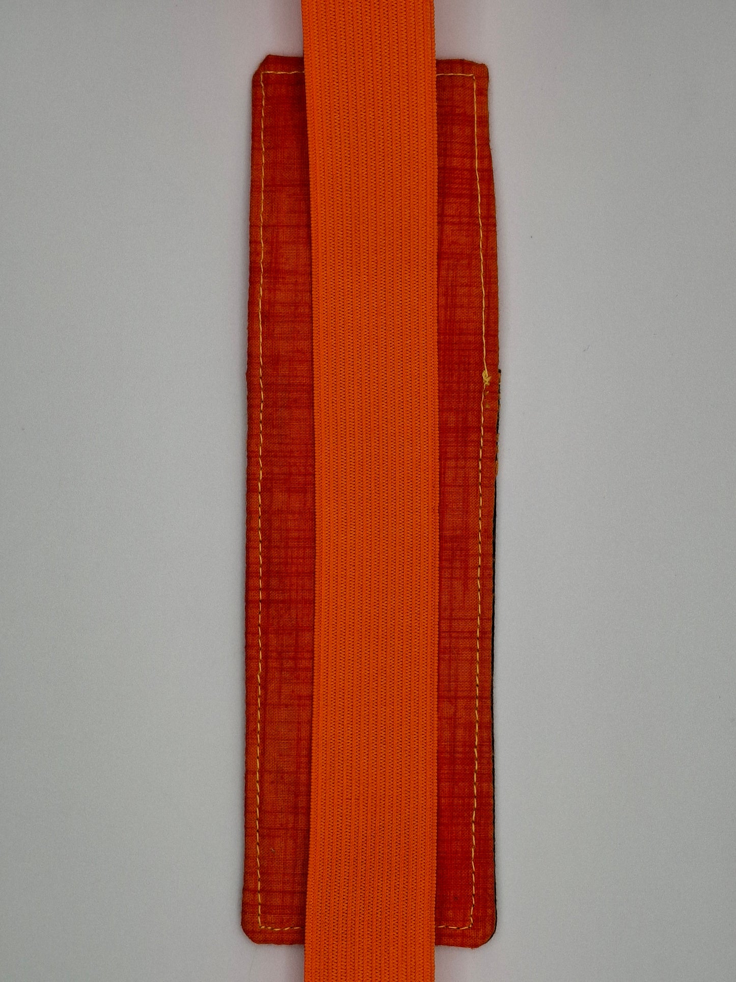 Penholder/Bookmark - Orange and Brown Floral Print - Orange Elastic