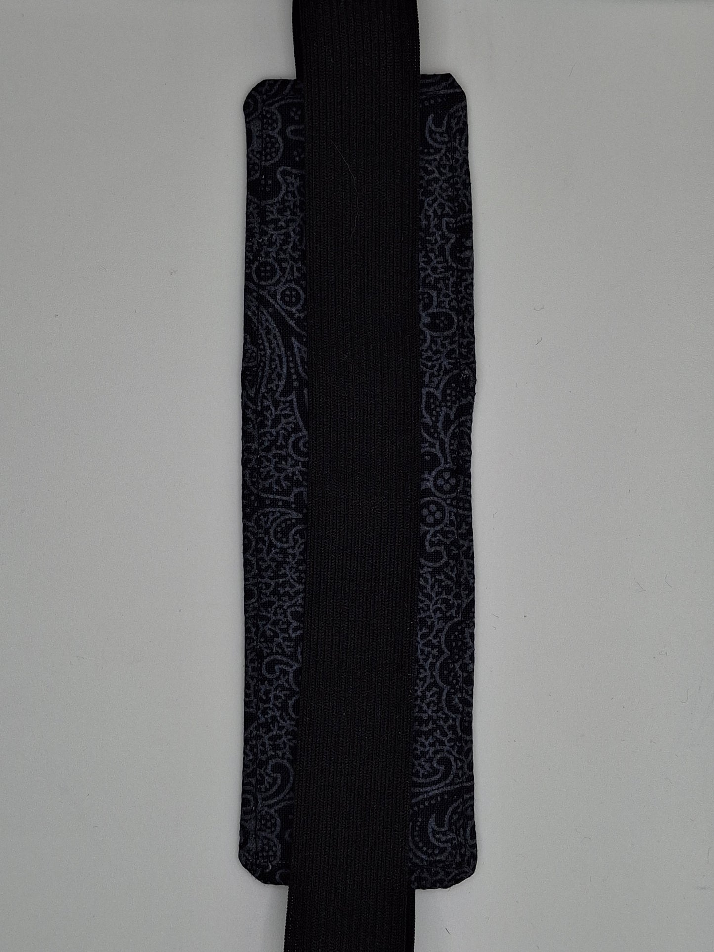 Penholder/Bookmark - Black Paisley - Black Elastic