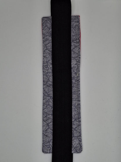 Penholder/Bookmark - Deep Pink and Gray Marble - Black Elastic