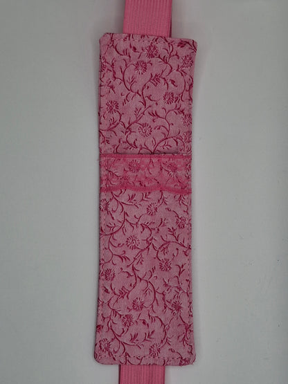 Penholder/Bookmark - Pink Floral - Pink Elastic