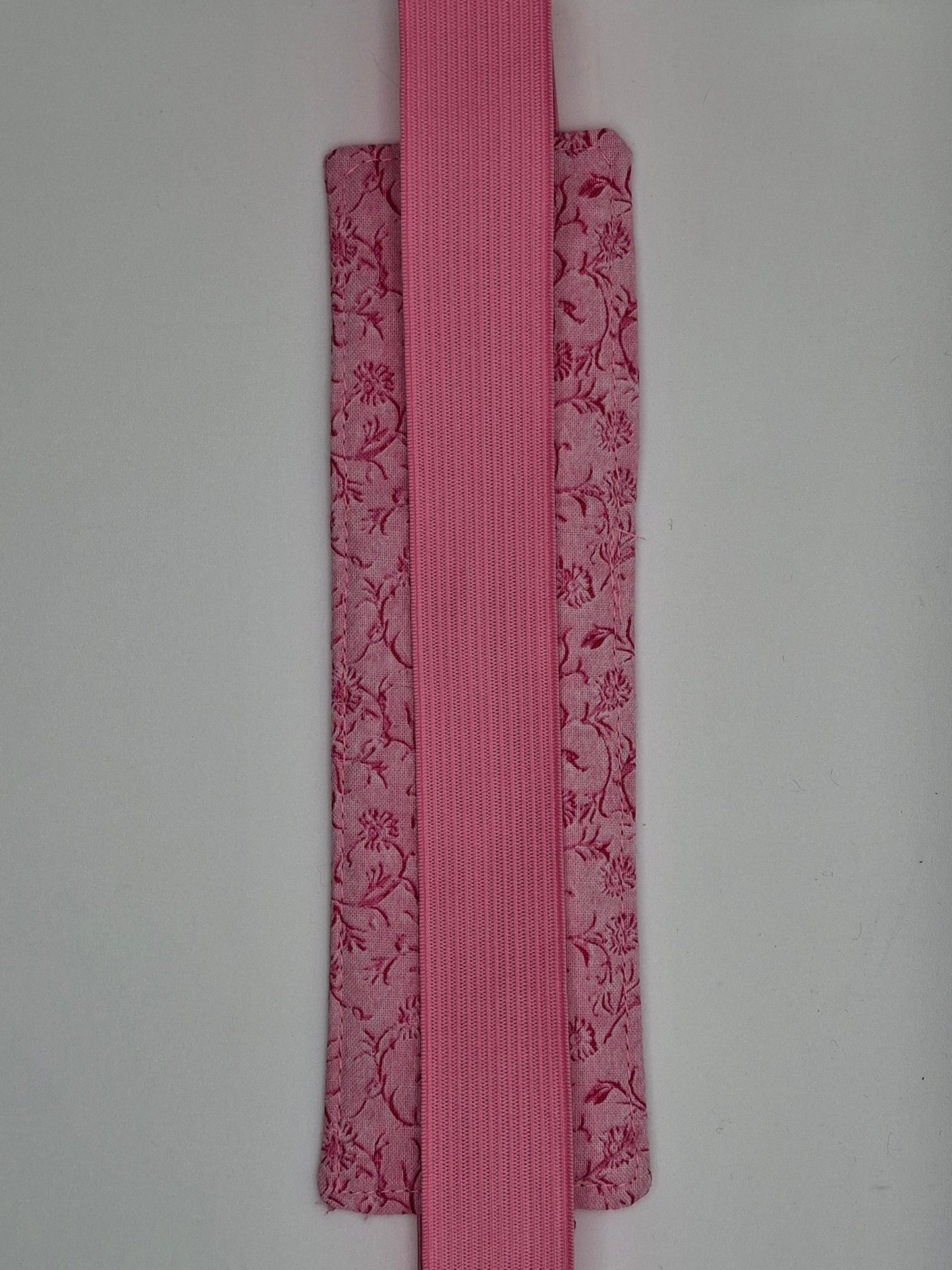 Penholder/Bookmark - Pink Floral - Pink Elastic
