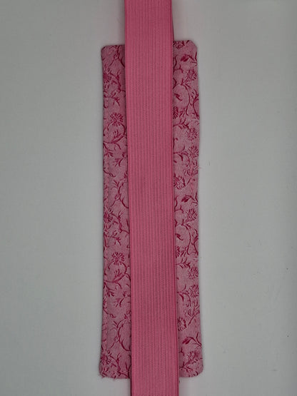 Penholder/Bookmark - Pink Floral - Pink Elastic