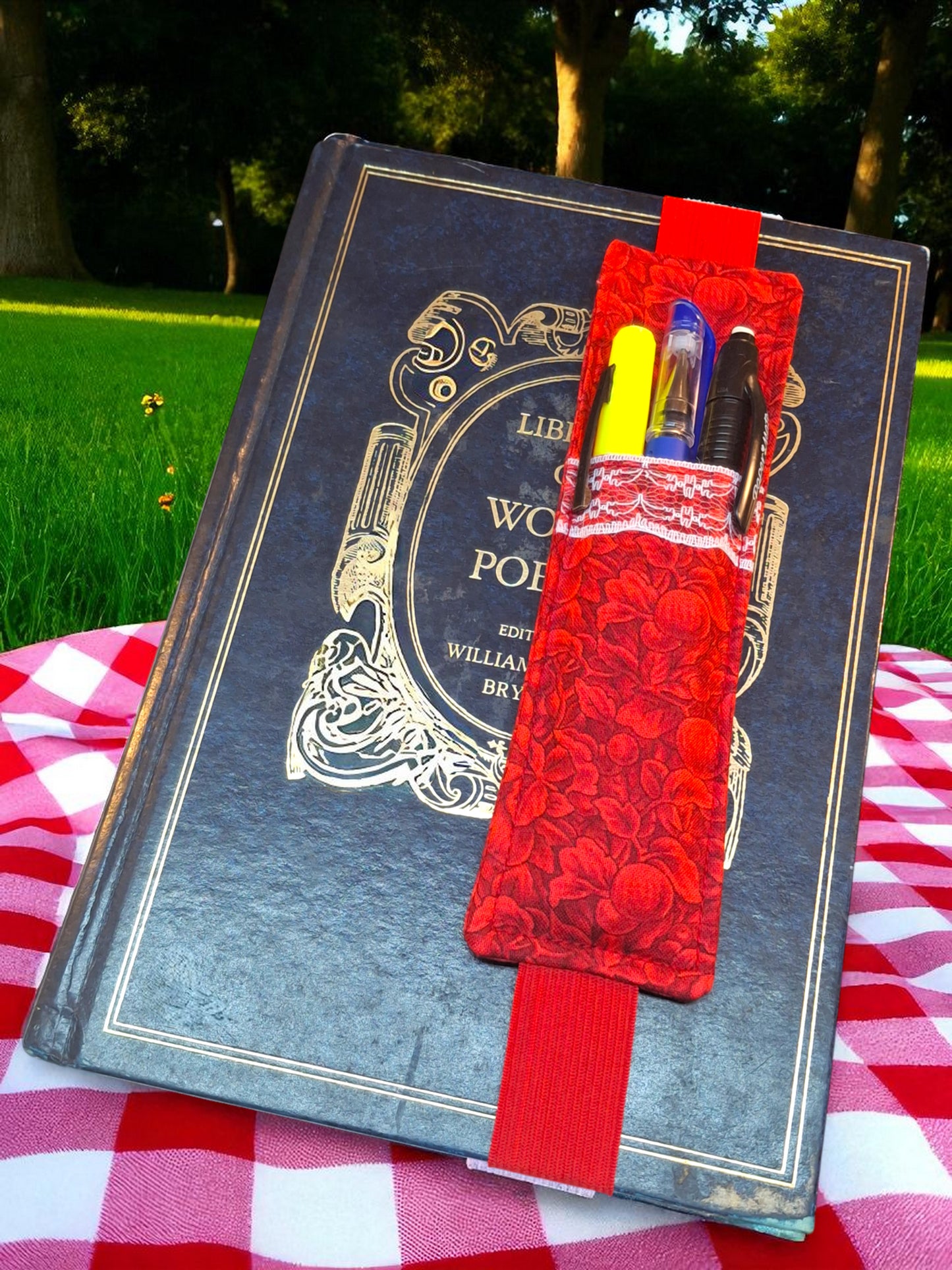 Penholder/Bookmark - Red Apples - Red Elastic