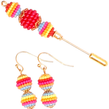 Cherry Red 'n Rainbow Bayberry w/Earrings