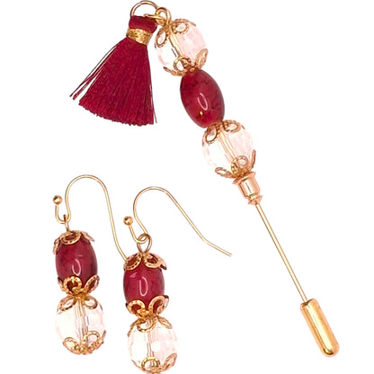 Deep Red Tassel w/Earrings
