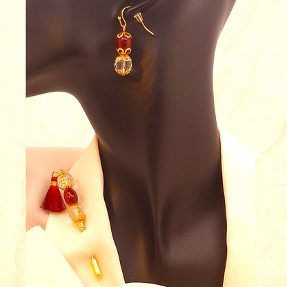 Deep Red Tassel w/Earrings
